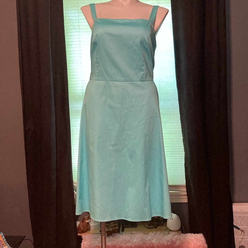 Vintage Yves Cossette Depeche Mode robin’s eggs blue partially lined dress 18W